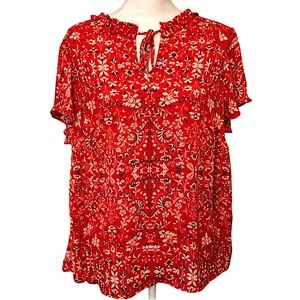 Rose & Olive Flutter Sleeve Top, Size 1X, Great condition!